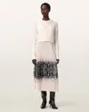 Allsaints Womens Curtis Ophis Two-in-one Snake Print Stretch-woven Midi Dress Chalk White In White