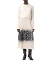 Allsaints Womens Curtis Ophis Two-in-one Snake Print Stretch-woven Midi Dress Chalk White In Multi