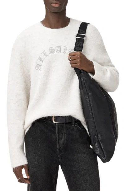 Allsaints Curv Embroidered Sweater In White