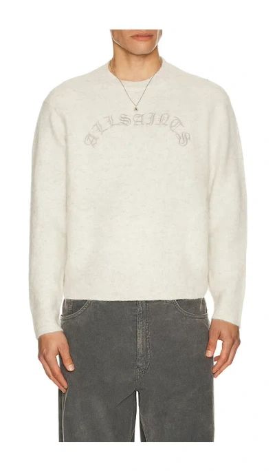 Allsaints Curv Crew Neck Sweater In White