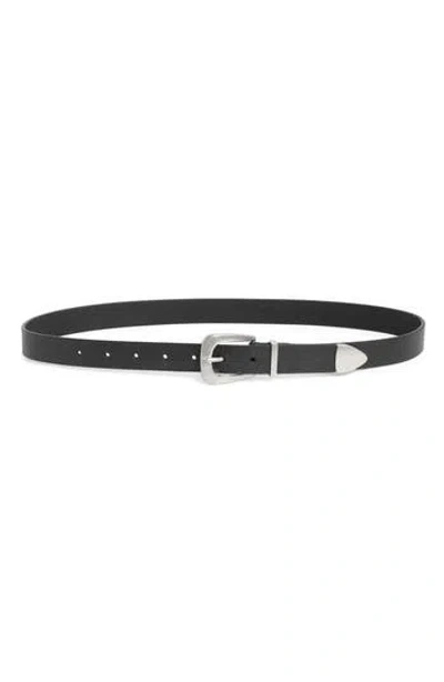 Allsaints Curved Buckle Leather Belt In Multi