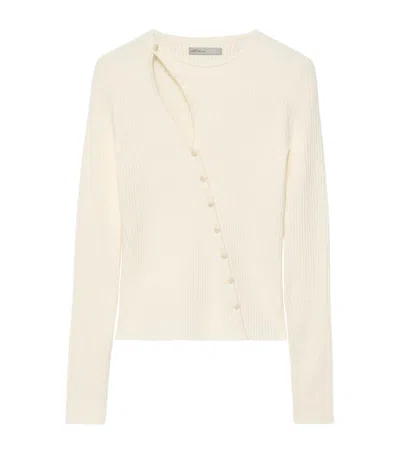 Allsaints Cruz Cutout Asymmetrical Button Front Top In Neutral