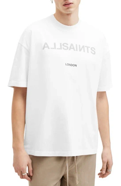 Allsaints Cutout Oversize Graphic T-shirt In Optic White
