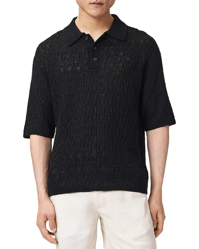 Allsaints Cyclone Knit Polo Shirt In Black