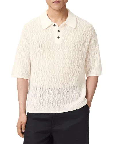 Allsaints Cyclone Knit Polo Shirt In Neutral