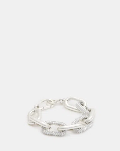 Allsaints Cydney Chunky Oval Link Bracelet In Warm Silver/white