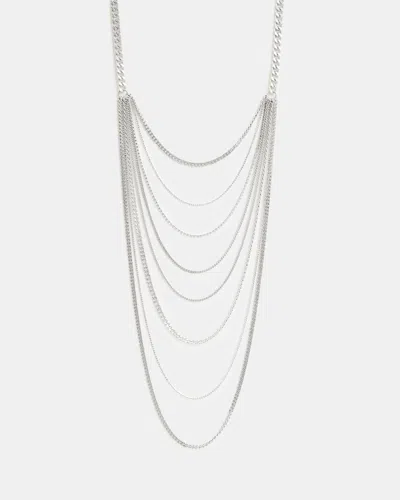 Allsaints Cydney Chunky Oval Link Necklace In Warm Silver/crystl