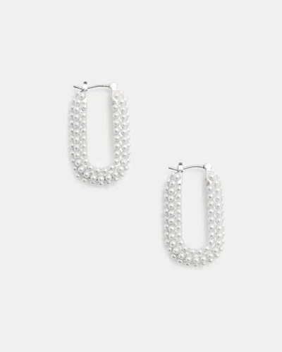 Allsaints Cydney Oval Hoop Earrings In Warm Silver/white