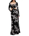 Allsaints Cynthia Floral Cutout Long Sleeve Maxi Dress In Monica Black