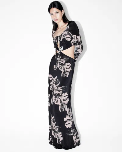 Allsaints Cynthia Floral Cut Out Maxi Dress In Monica Black