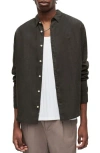 Allsaints Cypress Slub Linen Button-up Shirt In Gray