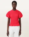 Allsaints Dael Smocked Slim Top In Red