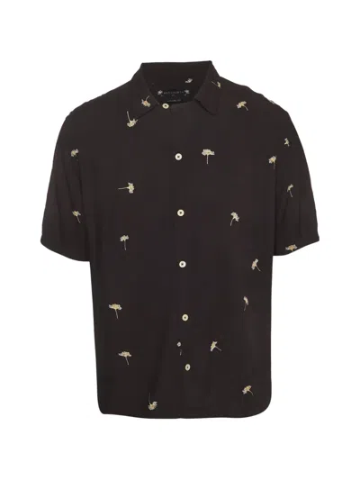 Pre-owned Allsaints Daisy-print Poplin Shirt In Black