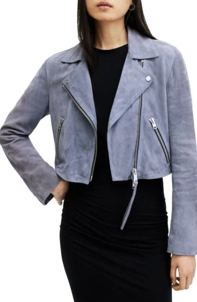 ALLSAINTS DALBY CROP SUEDE BIKER JACKET