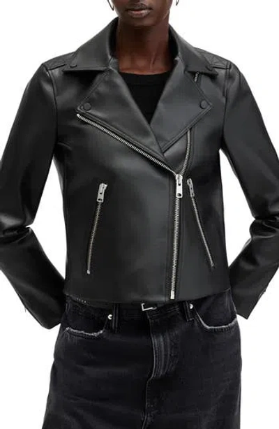 Allsaints Dalby Desserto Faux Leather Biker Jacket In Black