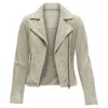 Allsaints Dalby Goat Suede Hardware Classic Biker Jacket In Beige