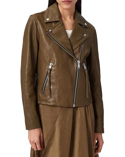 Allsaints Dalby Leather Biker Jacket In Brown