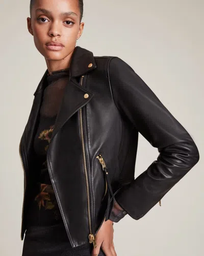 Allsaints Dalby Leather Biker Jacket In Black