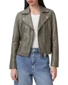 Allsaints Dalby Leather Biker Jacket In Dusty Olive