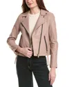 Allsaints Dalby Slim Fit Leather Biker Jacket In Pink