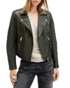 Allsaints Leather Dalby Biker Jacket In Rosin Green