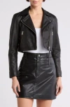 Allsaints Dalby Leather Crop Biker Jacket In Black