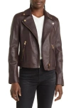 Allsaints Dalby Leather Moto Jacket In Oxblood Red