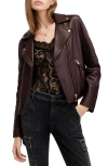 Allsaints Dalby Slim Fit Leather Biker Jacket In Oxblood Red