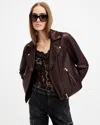 Allsaints Dalby Slim Fit Leather Biker Jacket In Oxblood Red