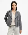 Allsaints Dalby Slim Fit Suede Biker Jacket In Ghost Grey