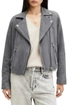 Allsaints Dalby Suede Moto Jacket In Blue