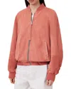 Allsaints Dana Relaxed Fit Suede Bomber Jacket In Burnt Brick