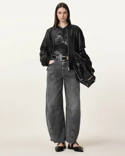 Allsaints Dana Zip Detail Leather Bomber Jacket,