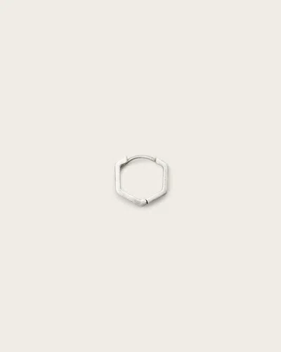 Allsaints Danny Sterling Silver Hexagon Hoop Earring In Warm Silver
