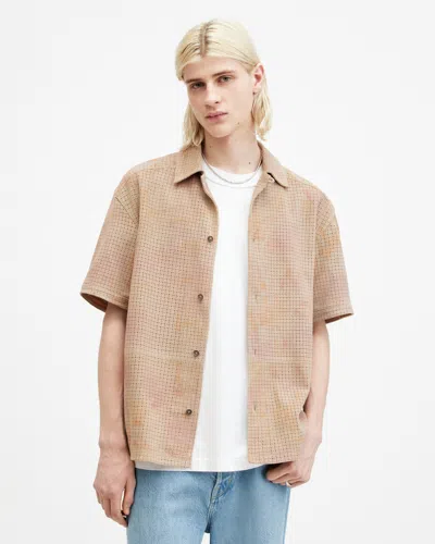 Allsaints Dante Relaxed Fit Suede Shirt In Sea Clay Green