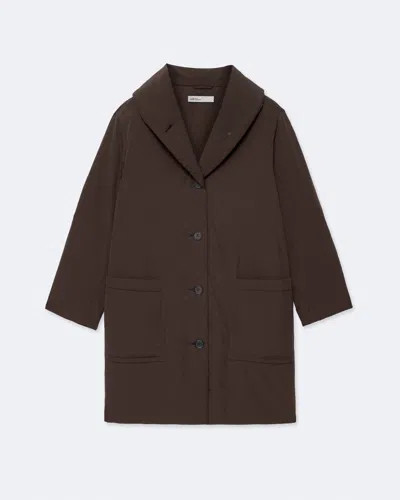 Allsaints Darcie Padded Nylon Cocoon Coat In Brown