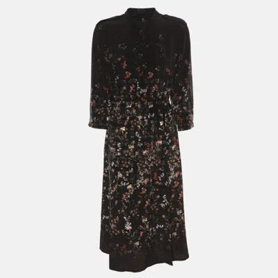 Allsaints Dark Brown Multicolor Floral Print Long Sleeve Shirt