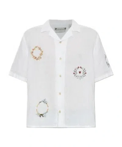 Allsaints Deck Embroidered Short-sleeve Shirt In White