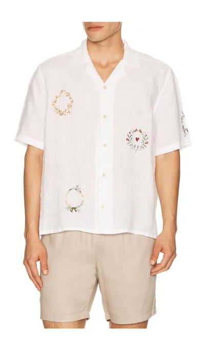 Allsaints Deck Linen Short Sleeve Shirt In Black