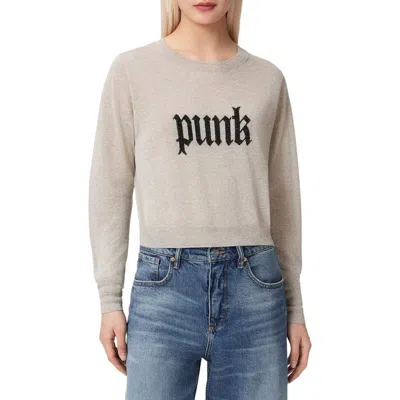 Allsaints Deetz Metallic Punk Graphic Sweater In Neutral