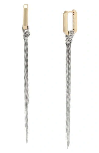 Allsaints Del Chain Drop Huggie Hoop Earrings In Metallic