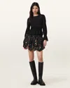 Allsaints Delilah Floral Printed Mini Skirt In Briar Black