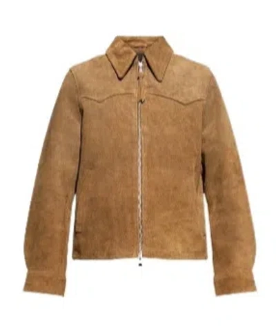 Allsaints Dellcot Zip-up Jacket In Brown