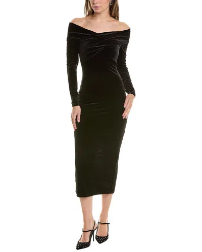 Allsaints Delta Velvet Midi Dress In Black