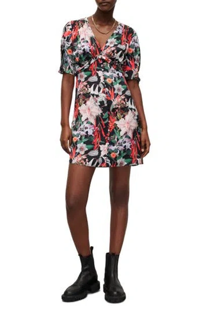 Allsaints Demi Leondra Floral Satin Dress In Multi