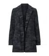 Allsaints Womens Camo Ink Blue Aleida Notch-lapel Tailored Denim Blazer In Black
