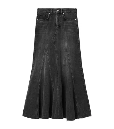 Allsaints Denim Alma Maxi Skirt In Black