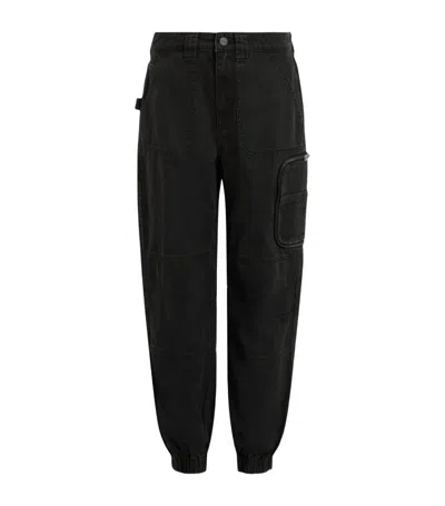 Allsaints Denim Florence Cargo Trousers In Washed Black