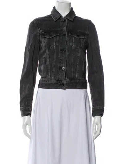 Pre-owned Allsaints Denim Jacket In Gray