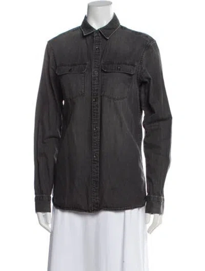 Pre-owned Allsaints Denim Jacket In Gray